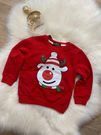 Îmbrăcăminte copii - Bluza copii imprimeu ren - Rosu