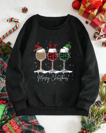 Articole de Crăciun - Bluza Dama Craciun Negru - Cheers
