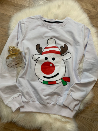 Bluze si tricouri - Bluza imprimeu ren - Alb