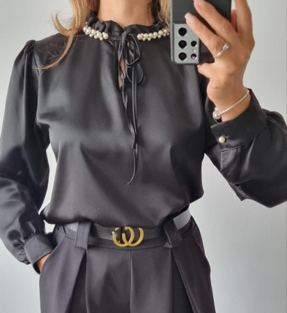 Bluze si tricouri - Camasa Crissa Perle - Negru