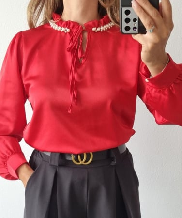 Bluze si tricouri - Camasa Crissa Perle - Rosu