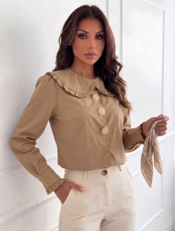 NOUTĂȚI - Cămașă Elegantă Crem cu maneca lunga - Marina