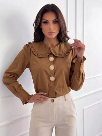 NOUTĂȚI - Cămașă Elegantă Maro cu maneca lunga - Marina
