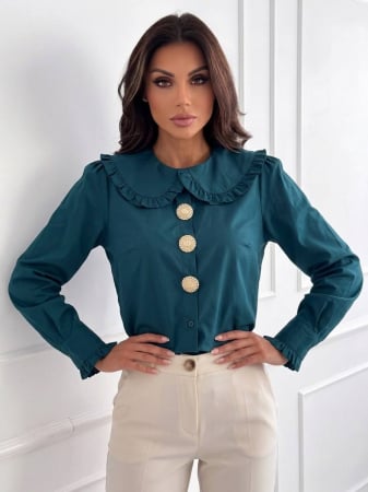 NOUTĂȚI - Cămașă Elegantă Verde smarald cu maneca lunga - Marina