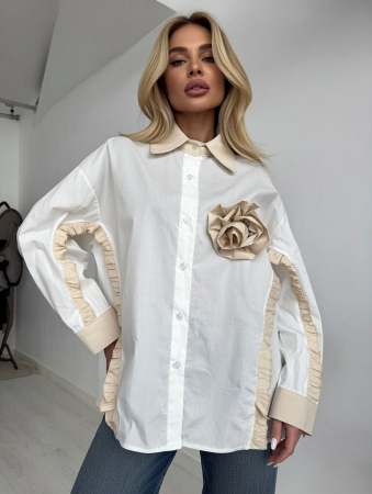 Bluze si tricouri - Cămașă statement cu aplicație florală – Ivory Rose Edition