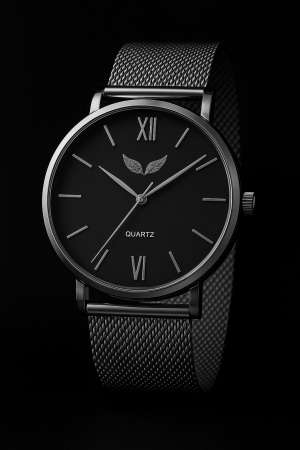 Accesorii si Bijuterii - Ceas Barbatesc Premium - Black Dial & Silver Mesh Watches