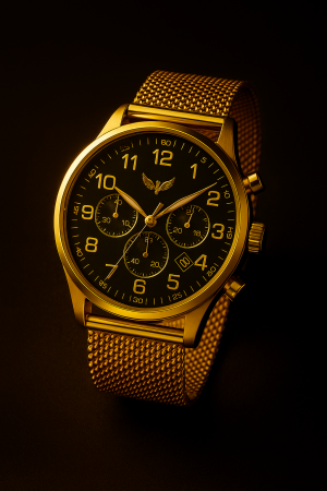 Accesorii si Bijuterii - Ceas Barbatesc Premium - Black & Gold Mesh Edition