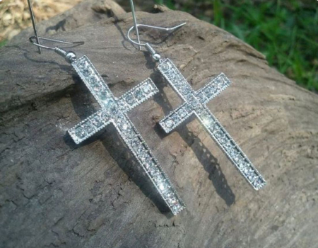 Cercei & Lanturi - Cercei Cross - Argintiu