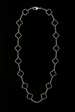 Noutati - Colier Black Onyx Clover - Argintiu