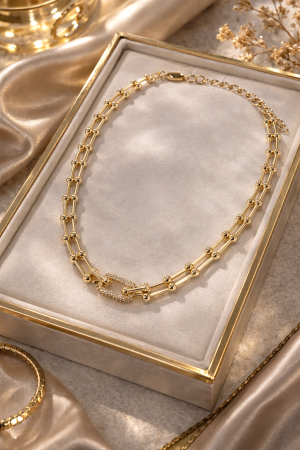 Accesorii si Bijuterii - Colier - Gold Infinity Lock