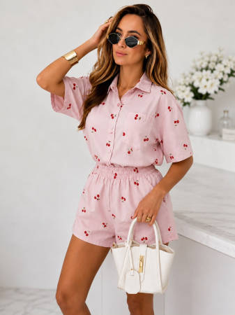 Treninguri și Compleuri - Compleu 2 Piese Casual Cherry Bliss - Roz