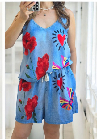 Treninguri si Compleuri - Compleu - Denim Love Set Poppy Flowers