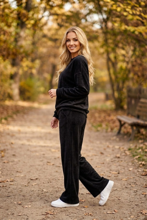 ÎMBRĂCĂMINTE - Compleu din catifea cu pantaloni largi Serena - Negru