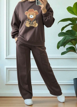Treninguri si Compleuri - Compleu Sport Casual cu Ursuleț – 2 Piese Damă