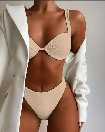 NOUTĂȚI - Costum de baie texturat CREM - Nude Essence