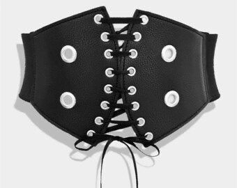 Accesorii si Bijuterii - Curea neagra piele tip corset