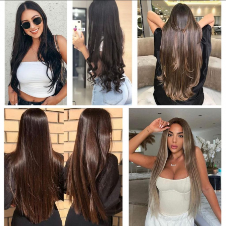 Extensii de păr - Extensii Par - Clips On SATEN INCHIS CU UMBRE MARONII