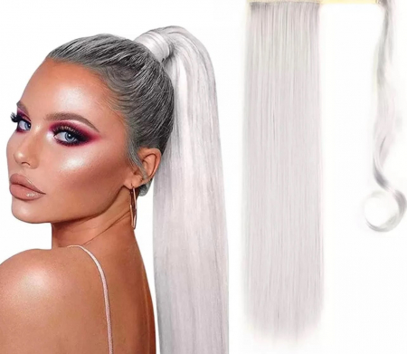 Extensii de păr - Extensii Par PREMIUM - Tip Coada ALB PLATINAT