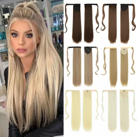 Extensii de păr - Extensii Par PREMIUM - Tip Coada BLOND HIGHTLIGHT DESCHIS
