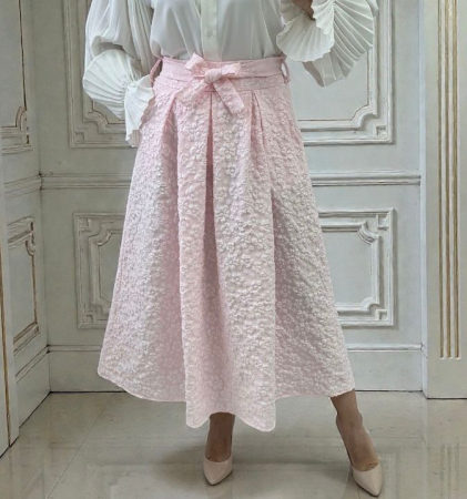 Fustă midi elegantă din dantelă cu cordon în talie – Lace Grace Skirt [1]