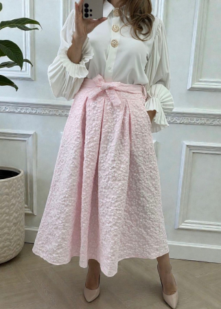 Fustă midi elegantă din dantelă cu cordon în talie – Lace Grace Skirt [2]