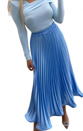 Noutati - Fusta Tulip Pliuri Bleu