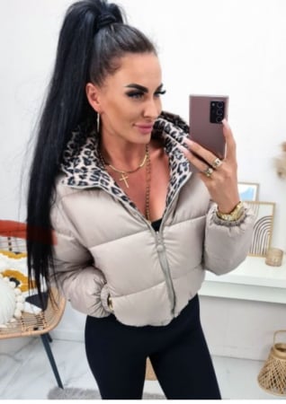 Geci și Jachete - Geaca 2 fețe - Bej + Animal Print