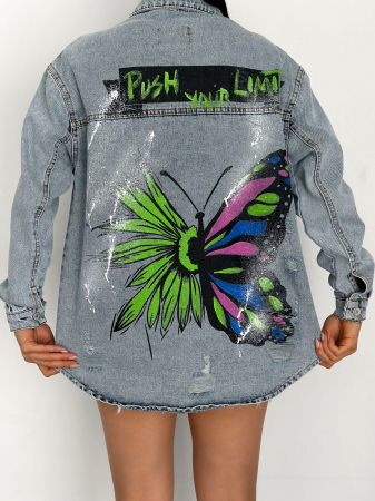 Noutati - Geaca Jeans Rainbow Blue