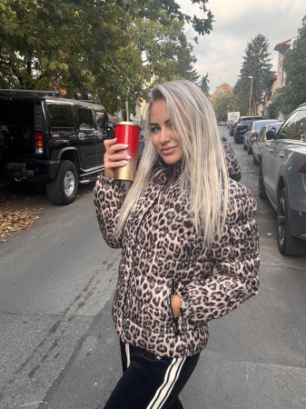 Noutati - Geaca scurta matlasata - Leopard Luxe