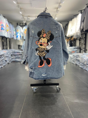 Noutati - Jachetă Denim Leopard Queen - Albastru