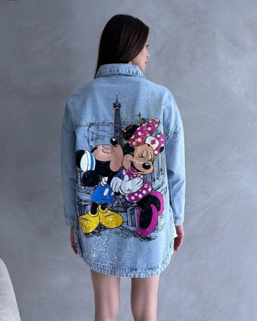 Geci si jachete - Jachetă Denim Oversize Paris Love - Albastru