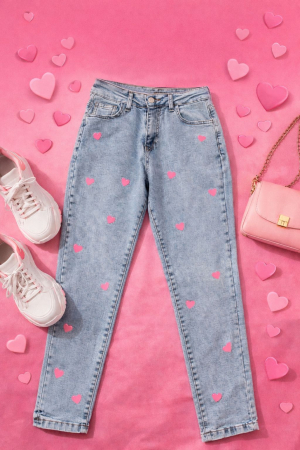 NOUTĂȚI - Jeans Love Touch Pink Hearts