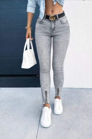 Blugi - Jeansi AR gri cu fermoar