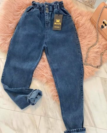 Blugi - Mom jeans - Albastru Deschis