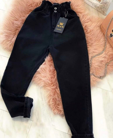 Pantaloni Colanti si Blugi - Mom Jeans - Negru