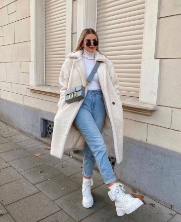 Palton pufos Minna - Alb [1]