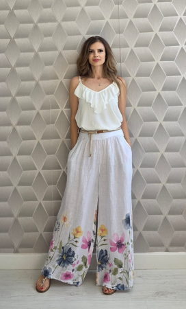 NOUTĂȚI - Pantaloni Casual din IN Primavera - Alb