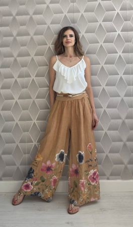 NOUTĂȚI - Pantaloni Casual din IN Primavera - Caramiziu