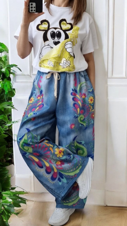Pantaloni Colanti si Blugi - Pantaloni cu imprimeu - Mozaiq Flowers
