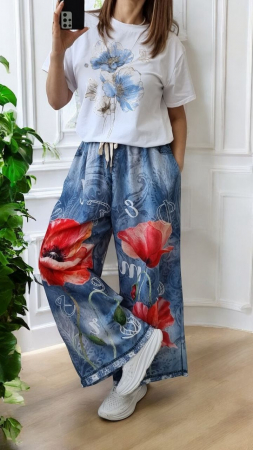 Pantaloni Colanti si Blugi - Pantaloni cu imprimeu - Poppy Flowers