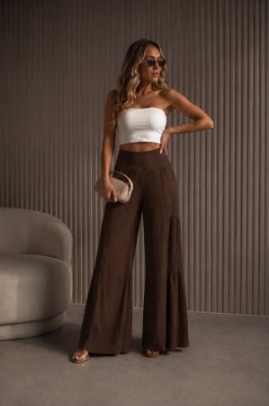 NOUTĂȚI - Pantaloni Damă MAPLE Palazzo - Maro
