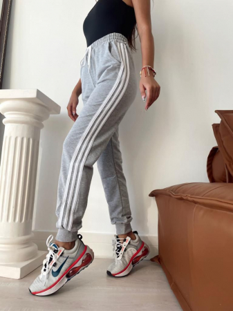 Pantaloni Colanti si Blugi - Pantaloni de trening cu dungi - Gri
