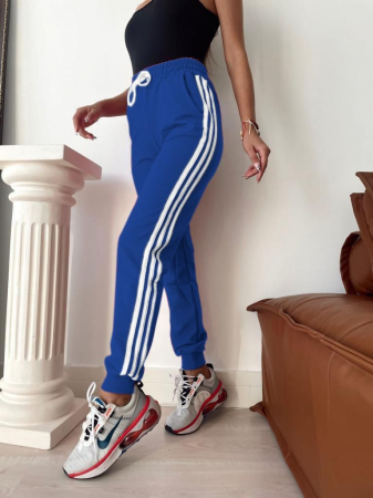 Pantaloni Colanti si Blugi - Pantaloni de trening cu dungi - Albastru