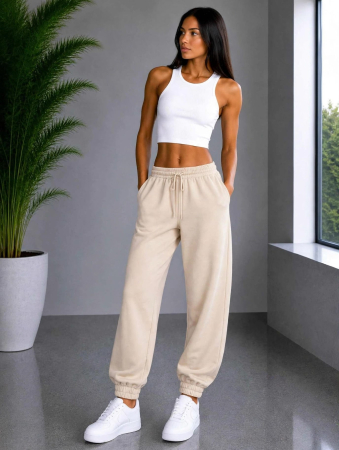 NOUTĂȚI - Pantaloni Madison Sporty Stripes - Bej