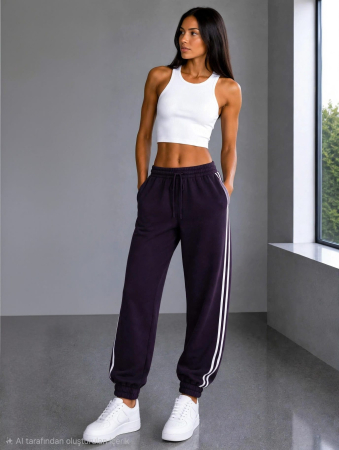 NOUTĂȚI - Pantaloni Madison Sporty Stripes - Mov