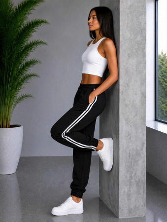 Pantaloni Madison Sporty Stripes - Negru [1]