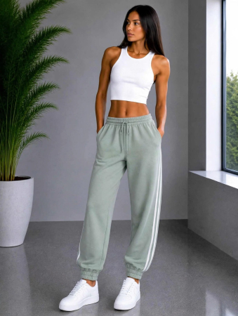 NOUTĂȚI - Pantaloni Madison Sporty Stripes - Verde Menta