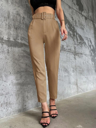 Pantaloni Colanti si Blugi - Pantaloni Office + Curea CADOU - Bej