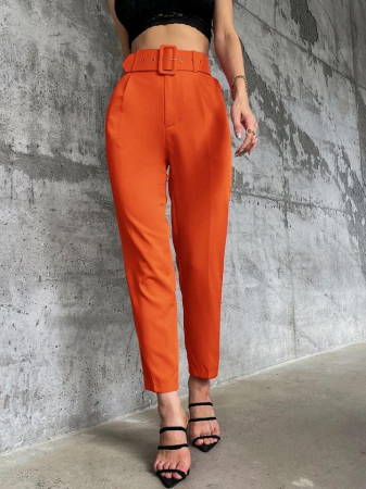 Pantaloni Colanti si Blugi - Pantaloni Office + Curea CADOU - Portocaliu