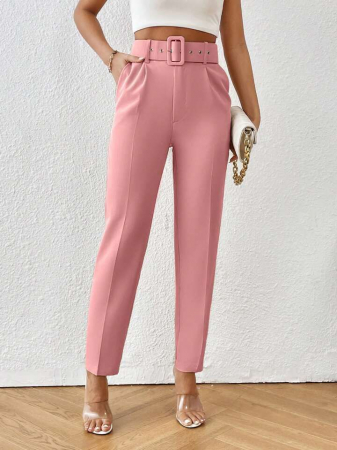 Pantaloni Colanti si Blugi - Pantaloni Office + Curea CADOU - Roz Pal